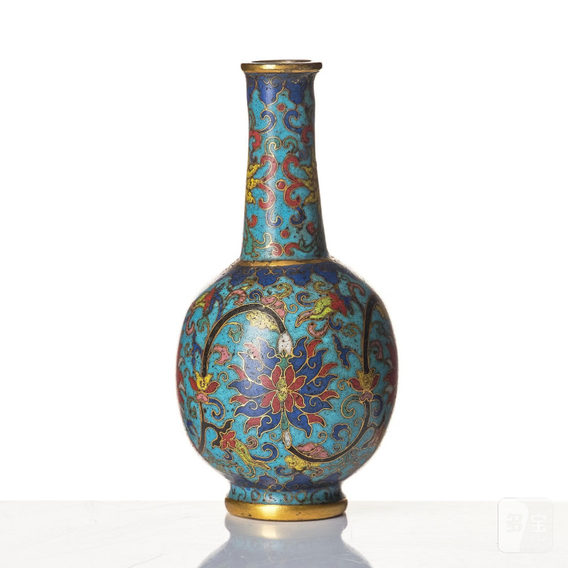 A small cloisonné 'lotus' bottle vase, - 图4